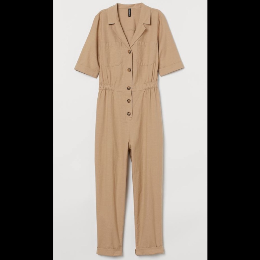 Tan Jumpsuit - super flattering!